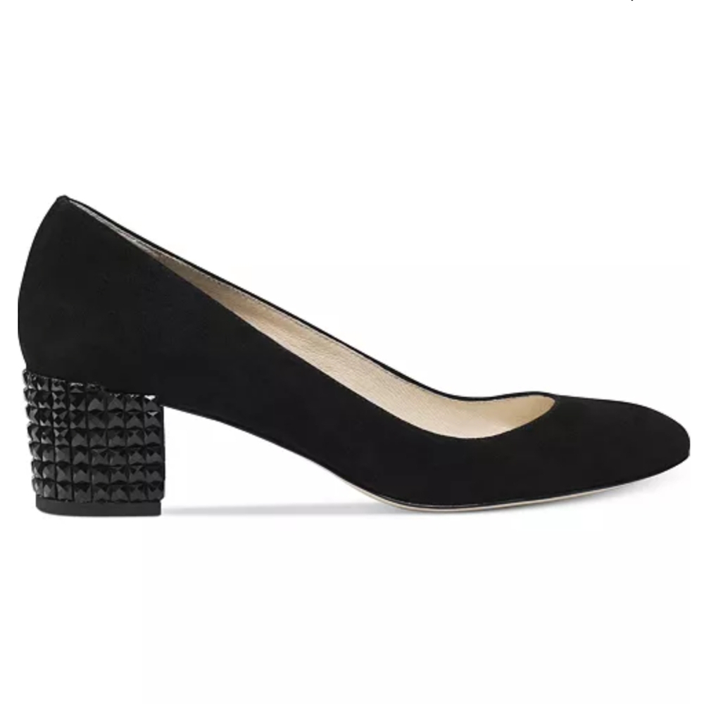 Michael Kors Arabella Blk Suede Block Kitten Jeweled Heel Dress Pumps Size 9.5